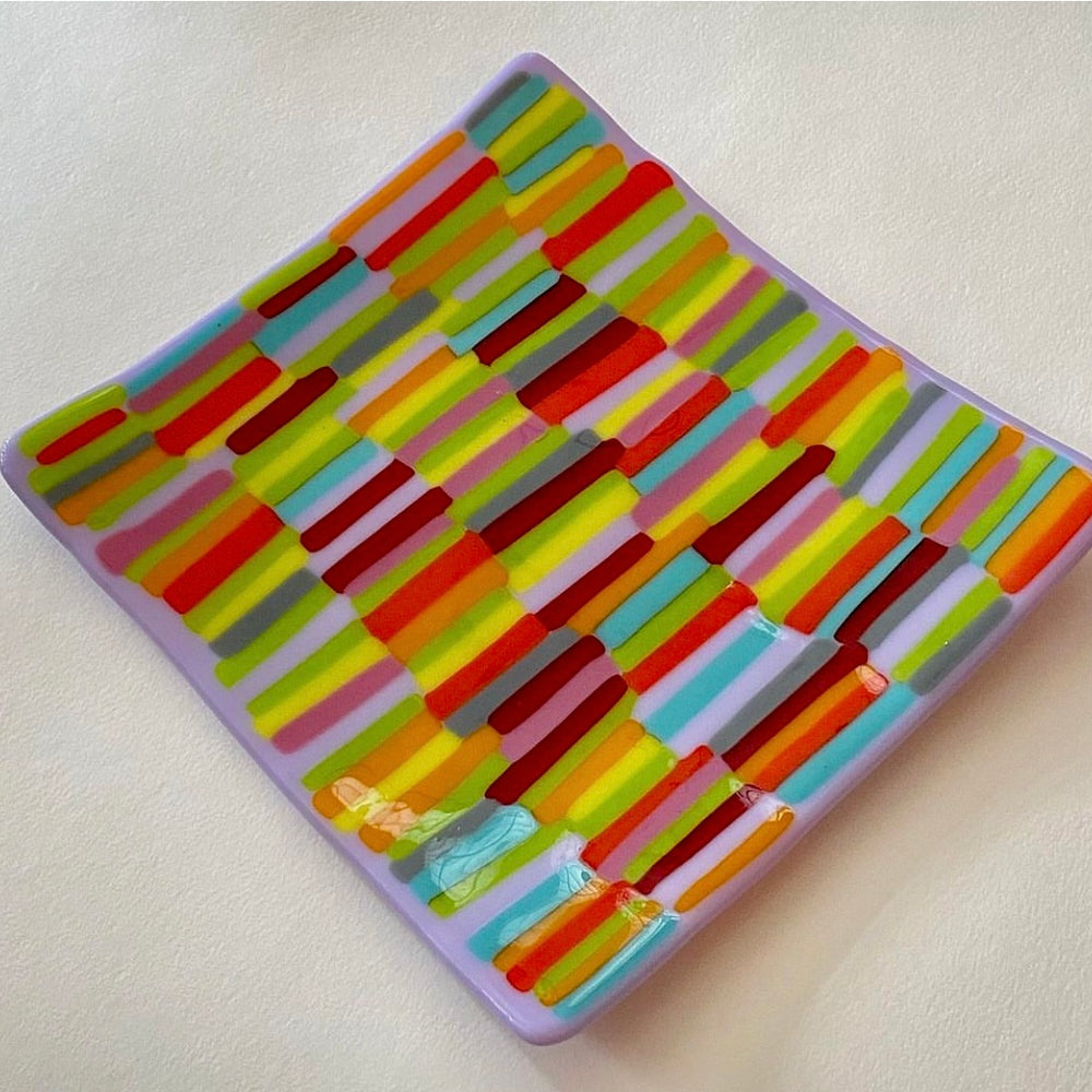 Candyland Kiln-fused glass tray, large