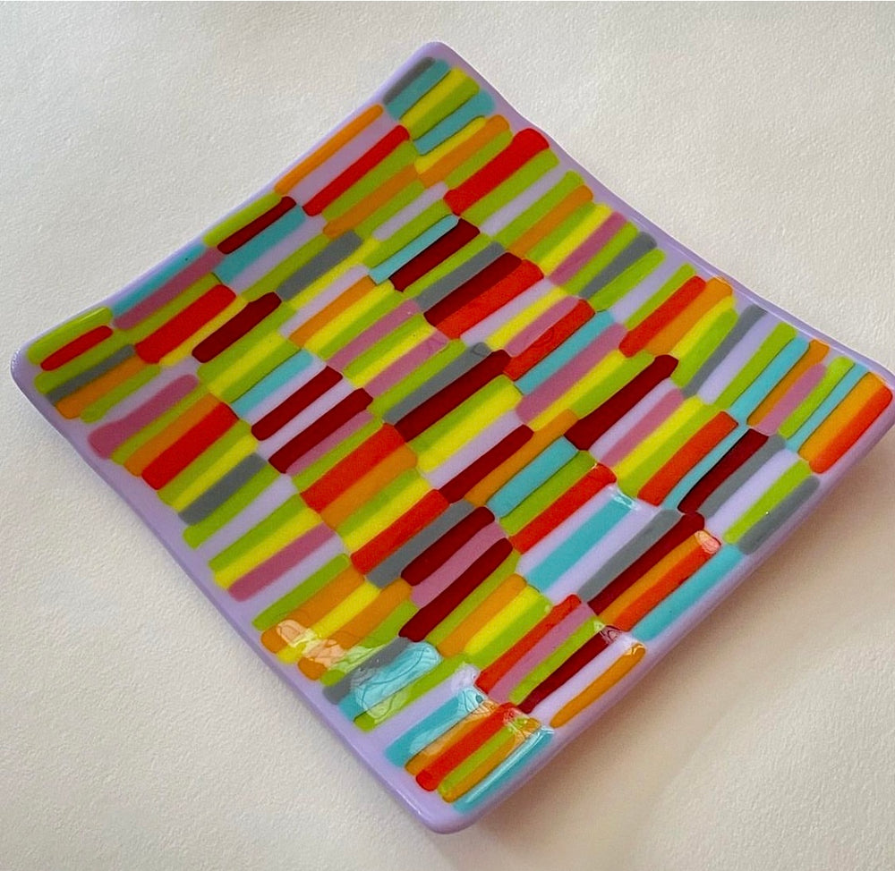 Candyland Kiln-fused glass tray, large