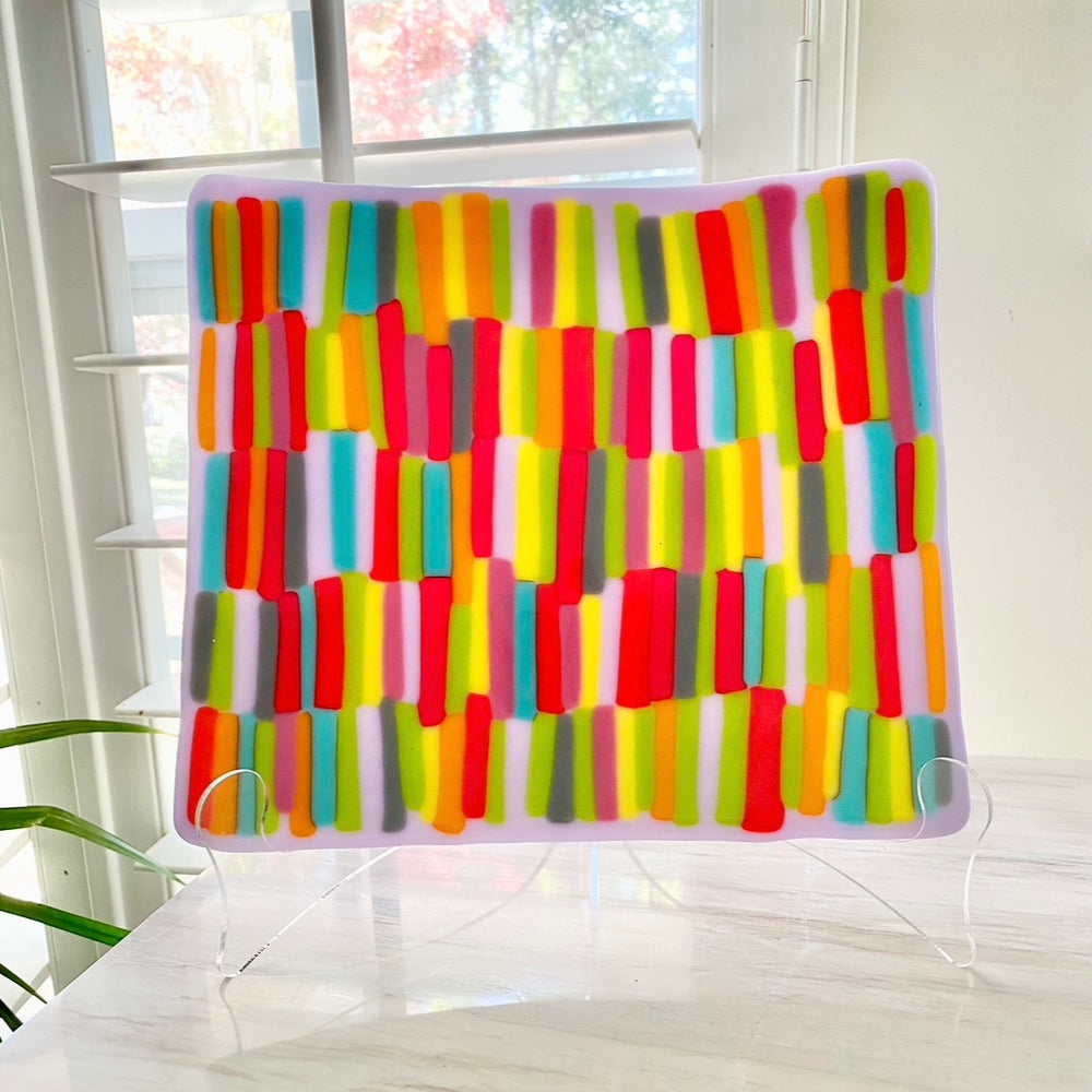 Candyland Kiln-fused glass tray, large