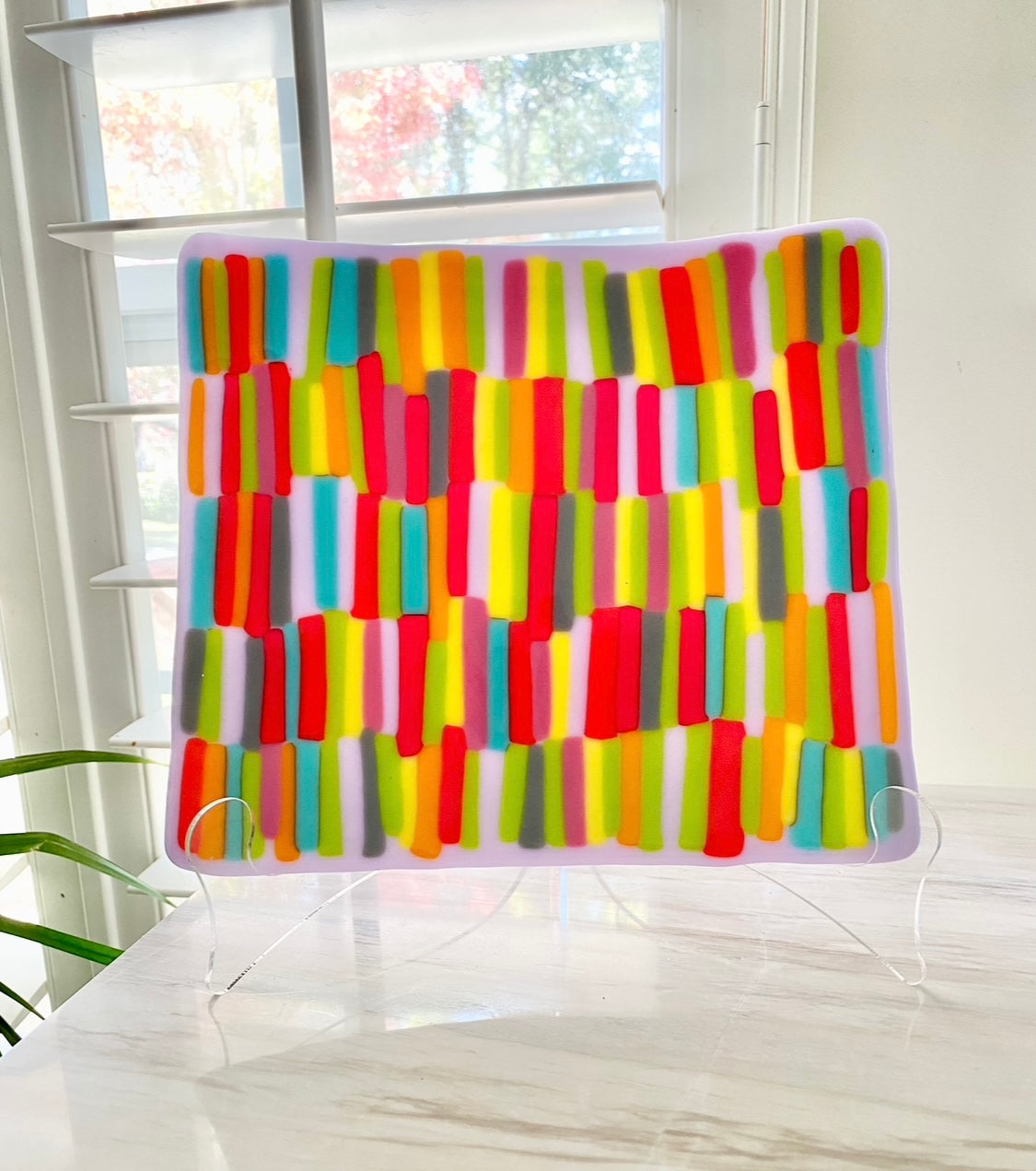 Candyland Kiln-fused glass tray, large